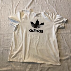 Adidas White Tee with Black Trefoil Logo